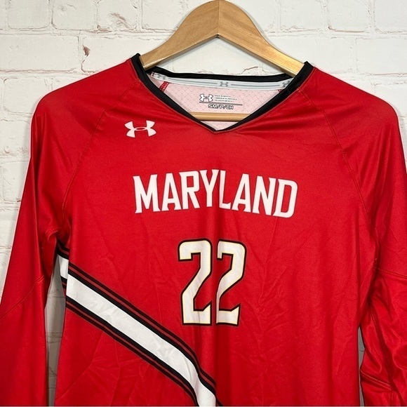 Under Armour Maryland Terrapins Volleyball Jersey Womens Small Red Shirt - Picture 2 of 9